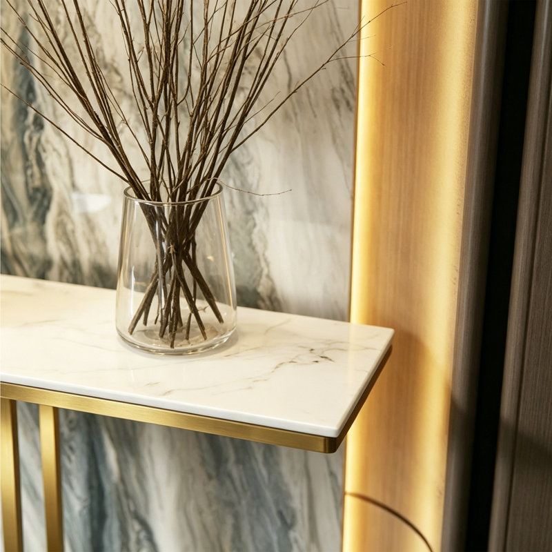 Console en pierre frittée de style italien, 31.5" H x 55" W x 11.8" D