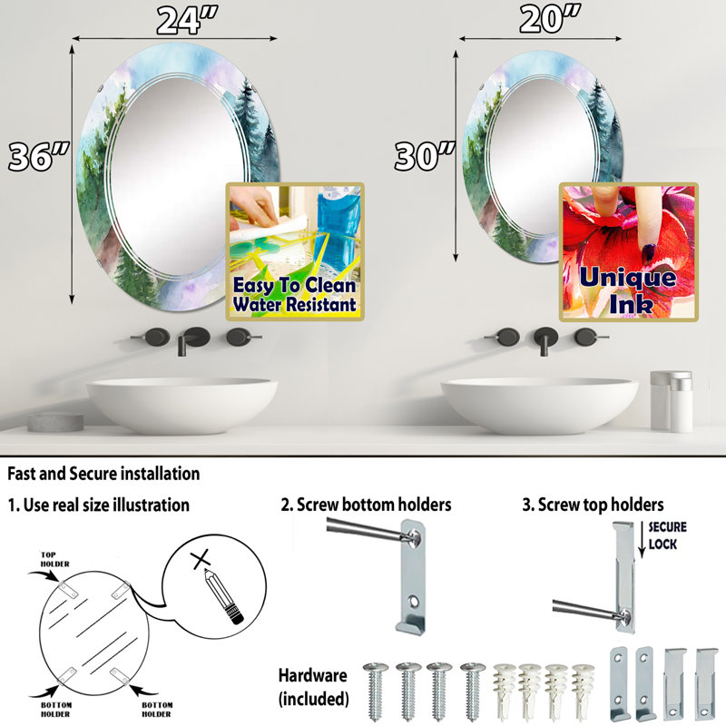 Miroir de salle de bain sans cadre, 30 po x 20 po