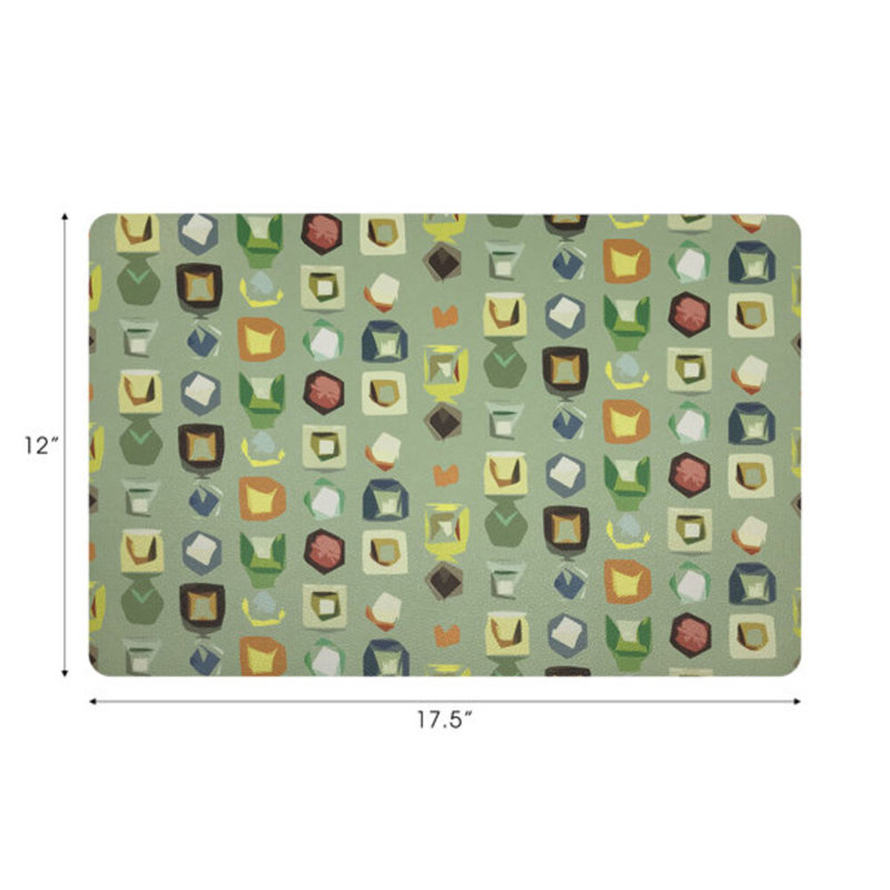 Color Pop Vegan Leather Rectangle Pebble Placemat, Green