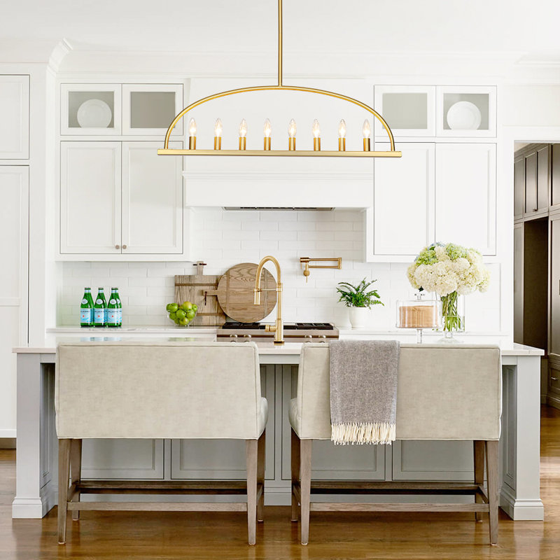 8 - Light Metal Oval  Desgin Candle Style Linear Chandelier