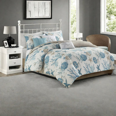 Ensemble de literie en satin de coton luxueux, design côtier, idéal pour les chambres élégantes