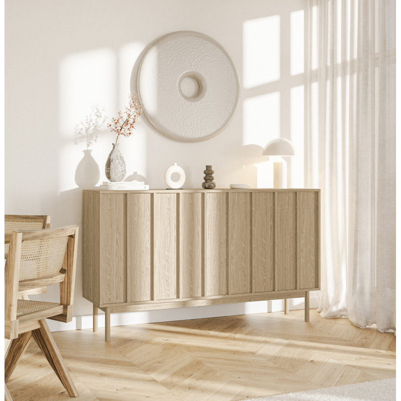Three-Door Oiled Oak Chest of Drawers