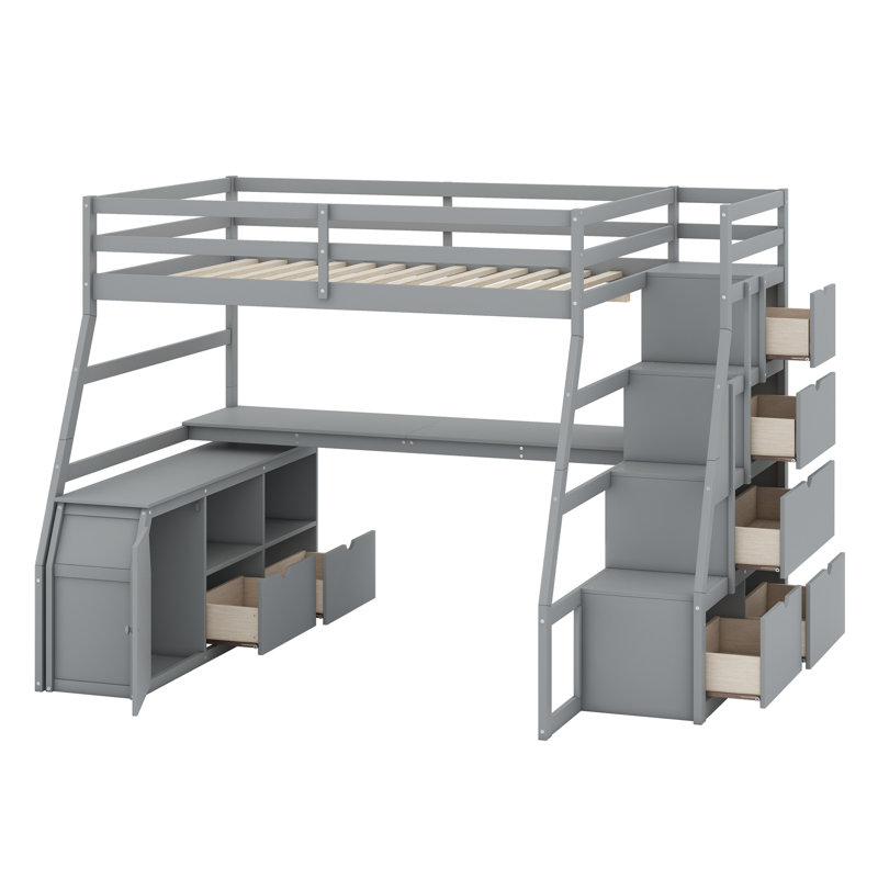 Harriet Bee Loft Bed With 7 Drawers 2 Shelves And Desk - Wayfair Canada