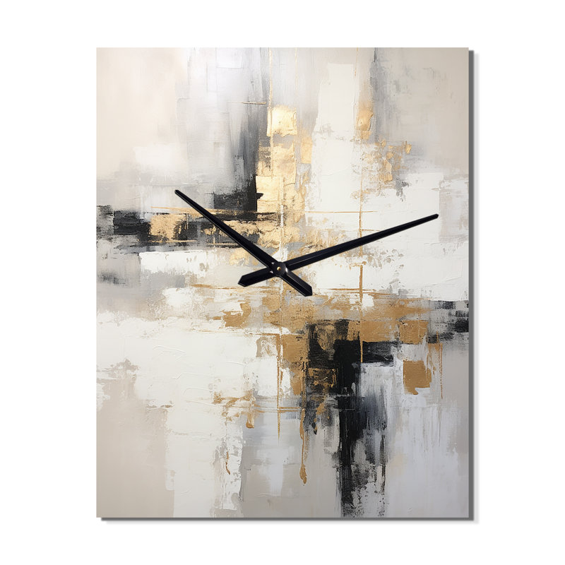 Essential Bliss, minimalisme, peinture abstraite en or - Peinture abstraite, horloge murale moderne, Moyen