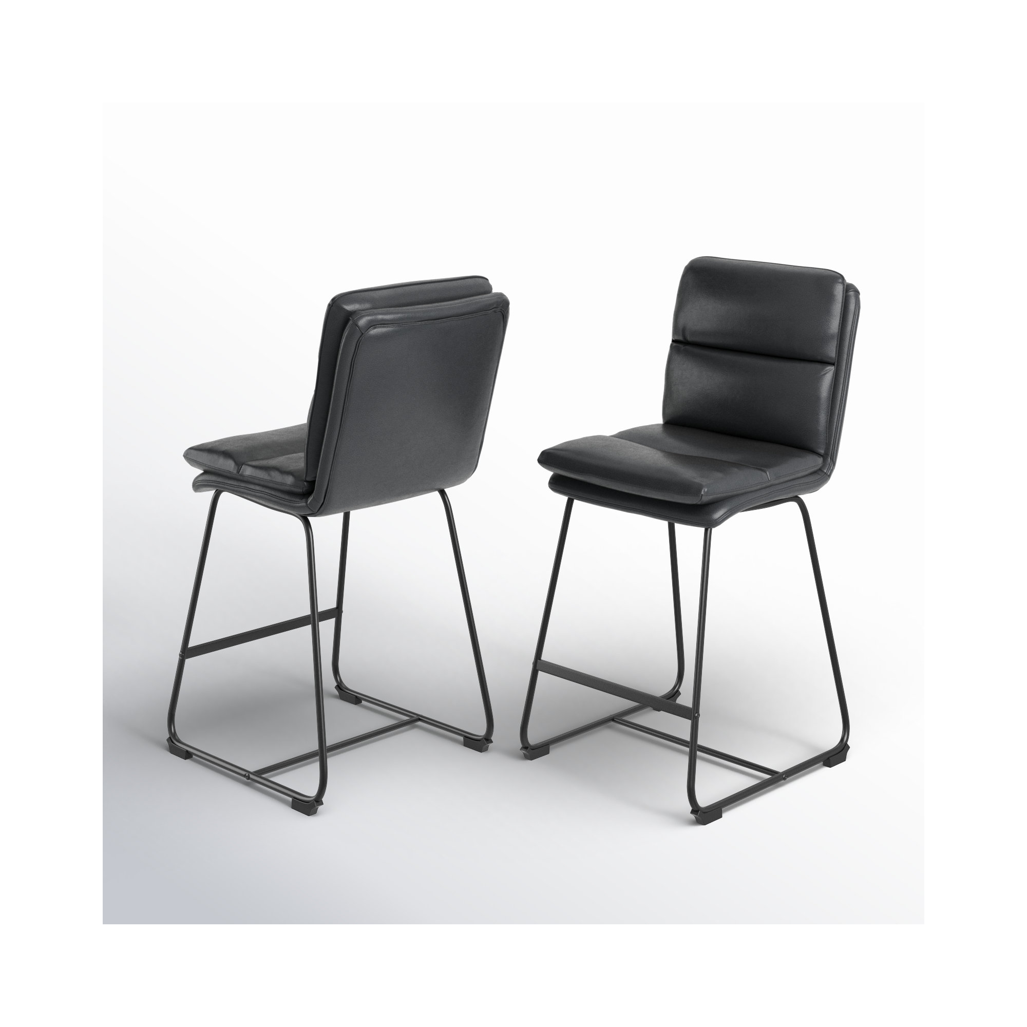 Volana Bar & Counter Stool, Grey Faux Leather, Counter Stool (26.5" Seat Height)