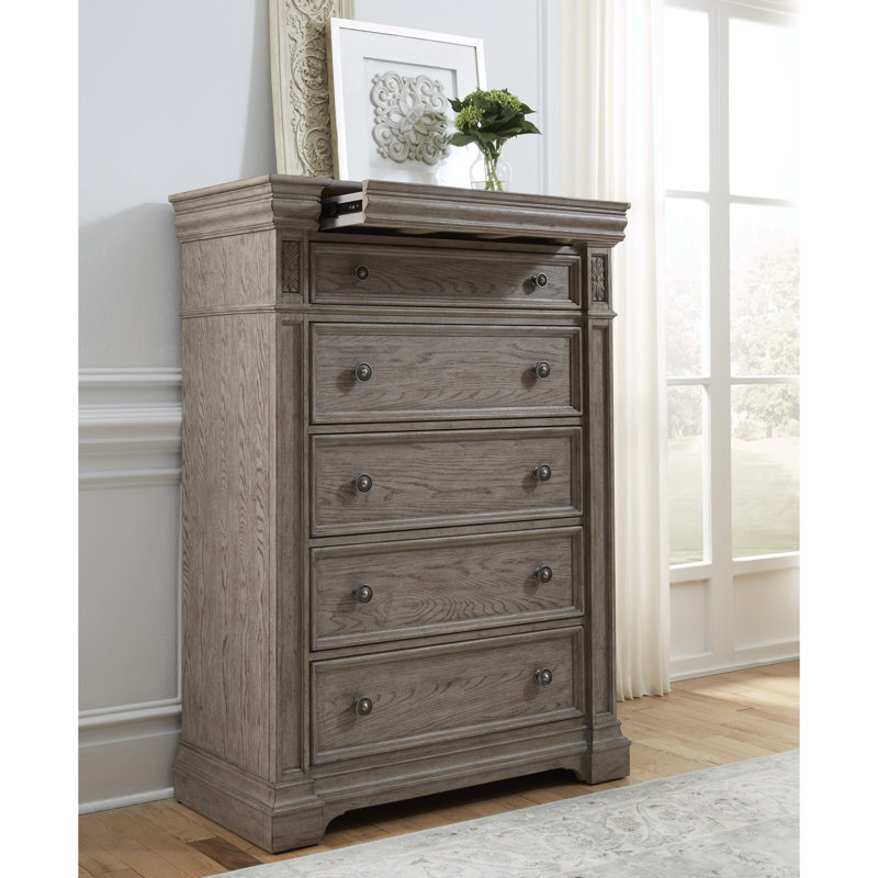 Kingsbury French Gray 6-Drawer Chest with Pewter Knobs