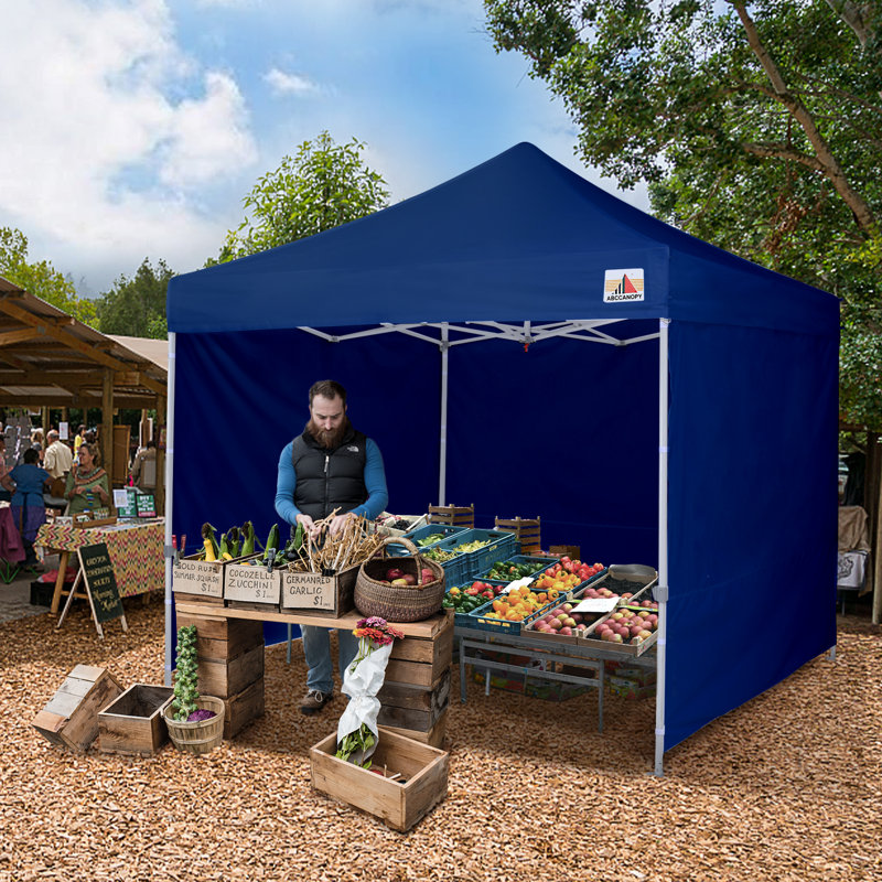 Navy Blue 10' x 10' Metal Pop-Up Canopy Tent with Sidewalls