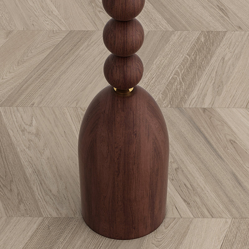 Blanc + or + tissu brun-noix + bois massif + lampes sur pied sans fer