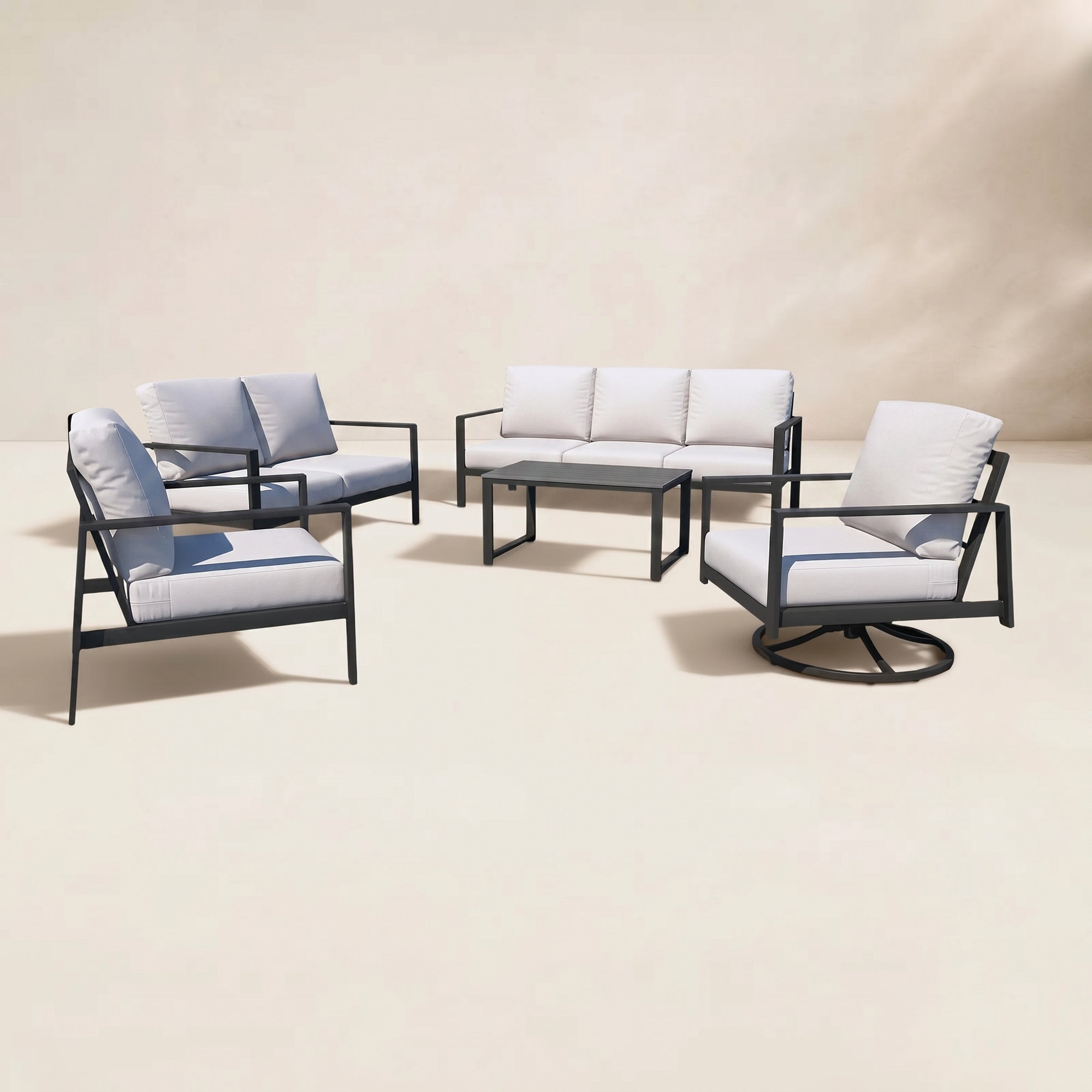Townsend Sofa Seating Group with Sunbrella Cushions, Gray, Sunbrella Canvas Natural