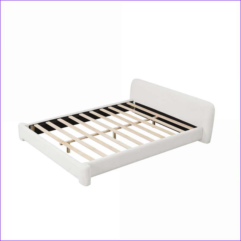 Structure de lit tapissier White Boucle