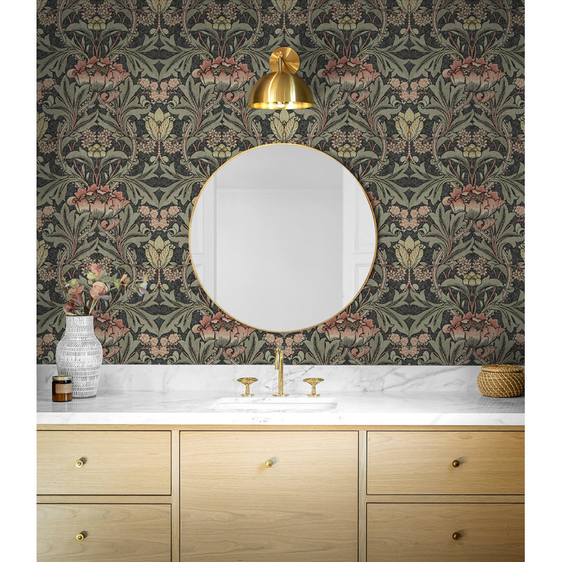 Bradden 5.48m x 52.07cm Satin Peel & Stick Wallpaper Roll, Black