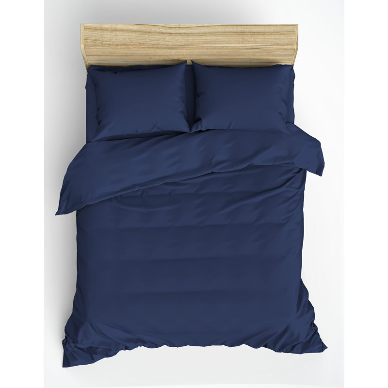 Super King Quilt Cover Set, Dark Blue, 102.4 x 86.6 inches | 100% Cotton Ranforce, 145 Thread Count | Includes 2 Pillowcases (19.7 x 31.5 inches) | Machine Washable, Reactive Printing, Stylish & Durable Design