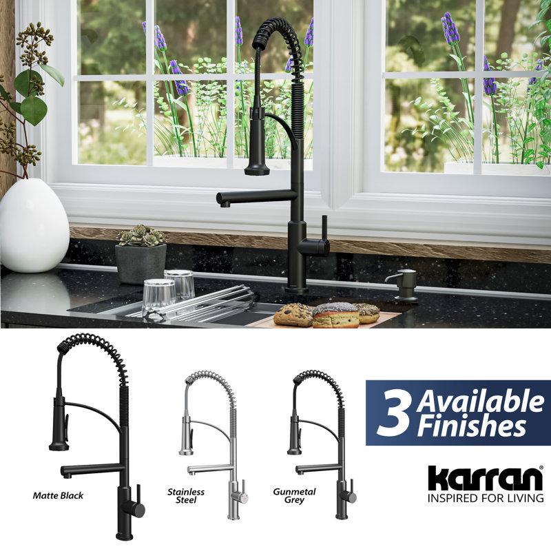 Robinet de cuisine Karran Adlington, Noir mat