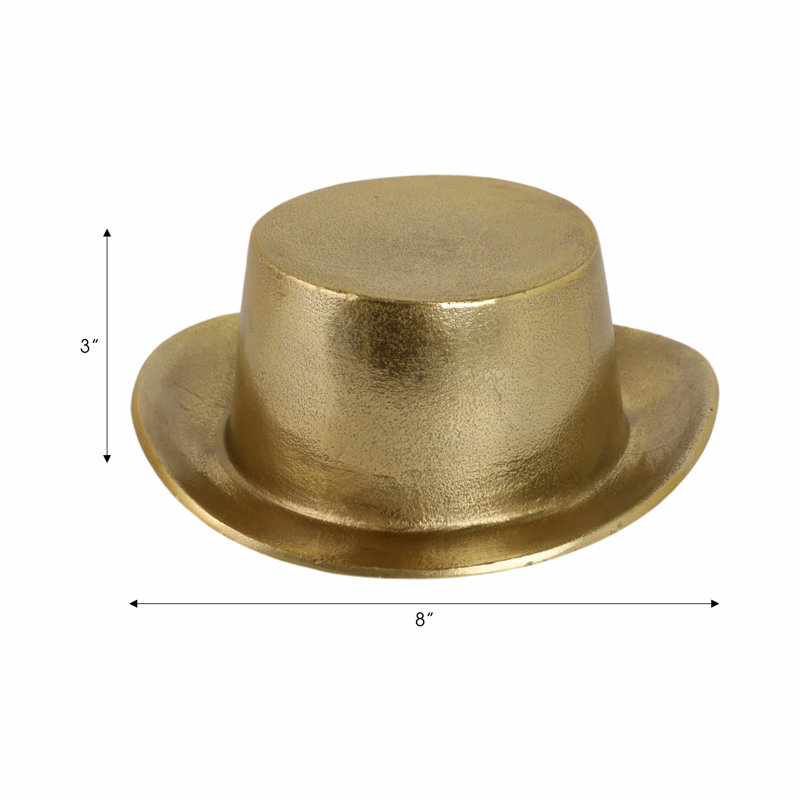 Ithaman 's 8" Aluminum Top Hat Decor, Gold Accent