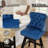 Velvet Swivel Tufted Wooden Barstools Set of 2-1287760664