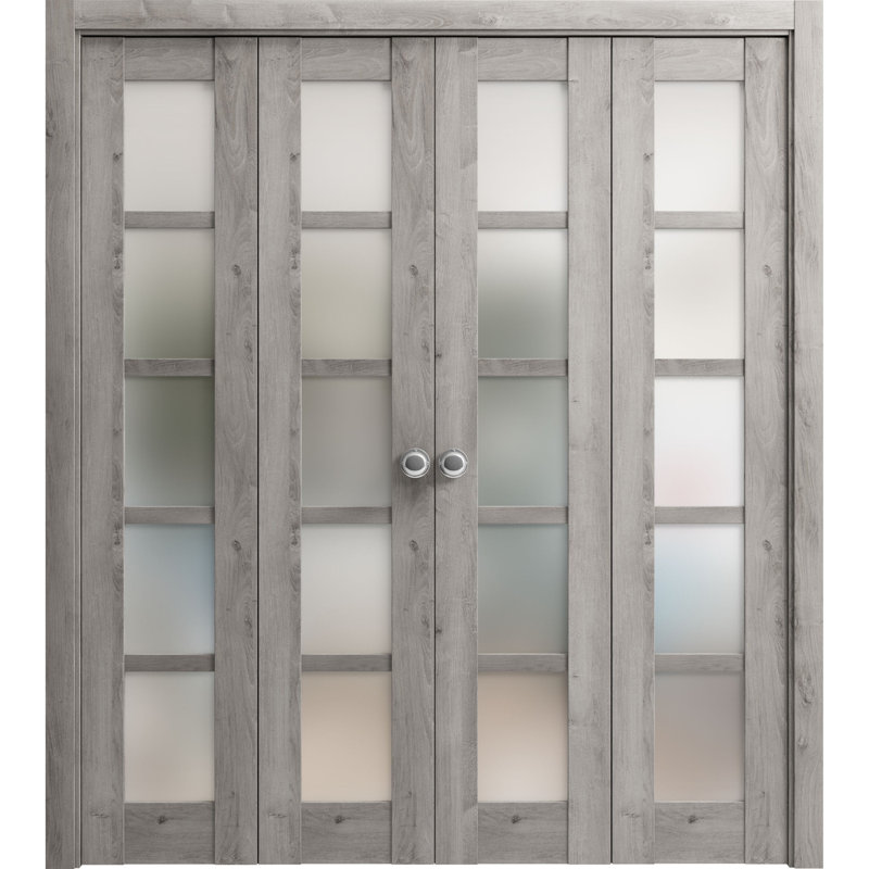 Porte pliante à panneaux en bois Quadro, 72 po x 80 po, Gris Nebraska