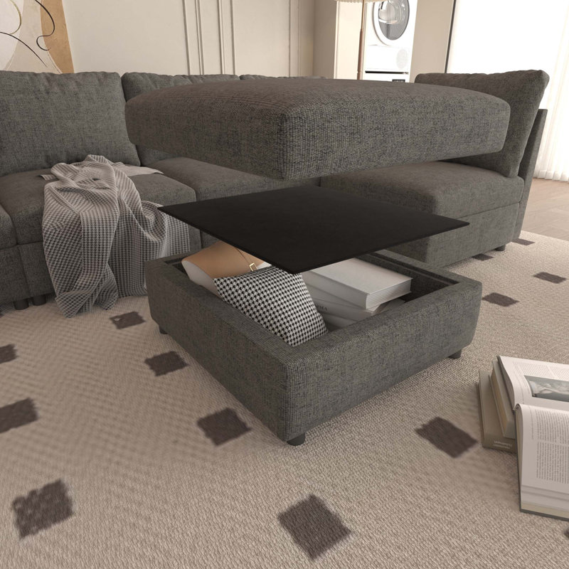 Grand canapé modulaire moderne, canapé modulaire en U avec fonction de rangement, canapé-lit de 123 po avec repose-pieds, méridienne modulaire à 6 places pour le salon, chenille