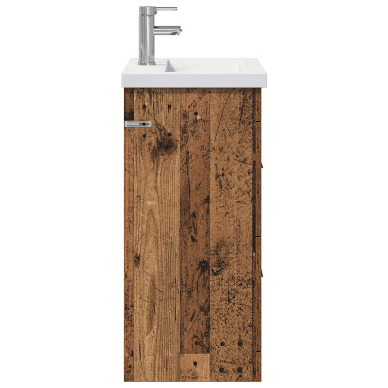 Vanity & Mirror Set, Medium Wood
