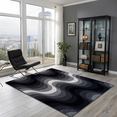 (5 pi x 8 pi) Tapis en laine touffeté à la main avec dossier en latex, tapis antidérapant