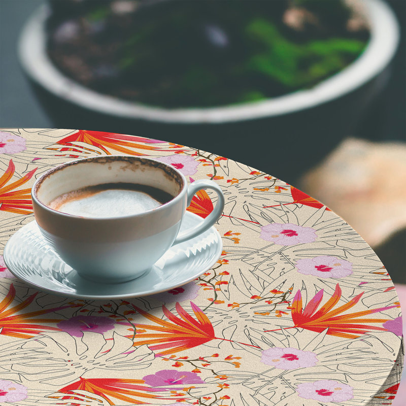 East Urban Home Forest Fitted Round Tablecloth Multicolor 72794, 47.24" Round