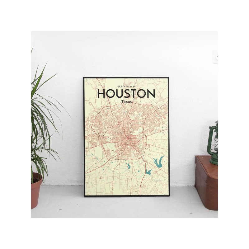 " Houston City Map ", 17" H x 11" W
