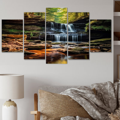 Pennsylvanie, Ricketts Glen State Park, impression sur toile, 5 pièces