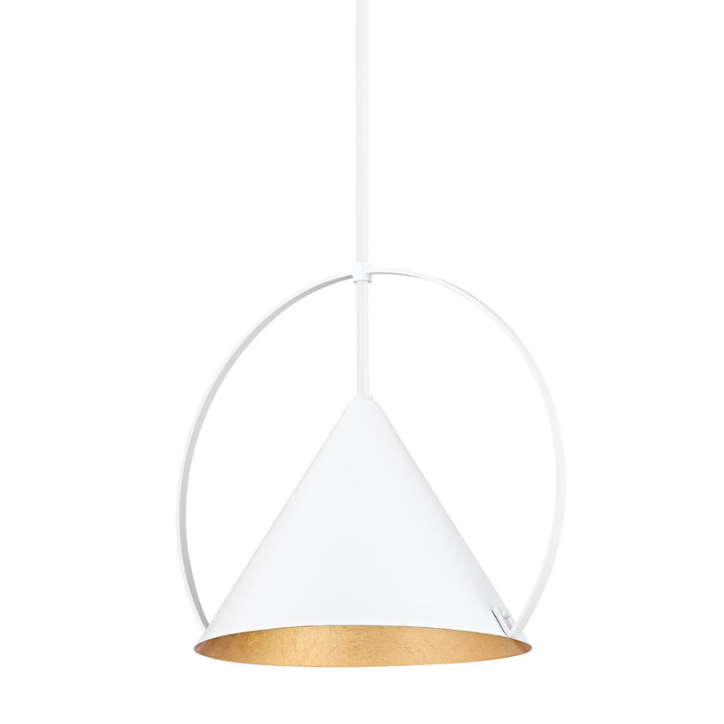 Nicholaus 1 - Light Shaded Pendant, 15.25" H x 18" W x 18" D, White / Gold