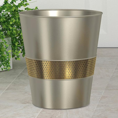 Brushed Steel Wastebasket,7QT