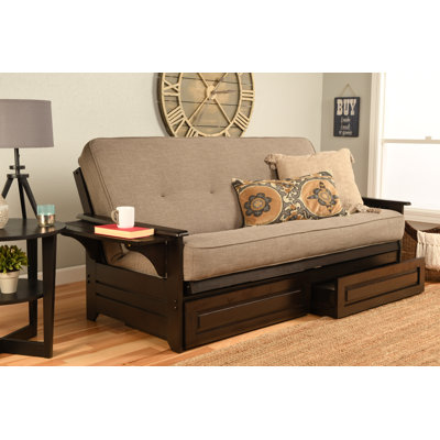 Johnte Full 80" Futon Frame and Mattress with Drawer set