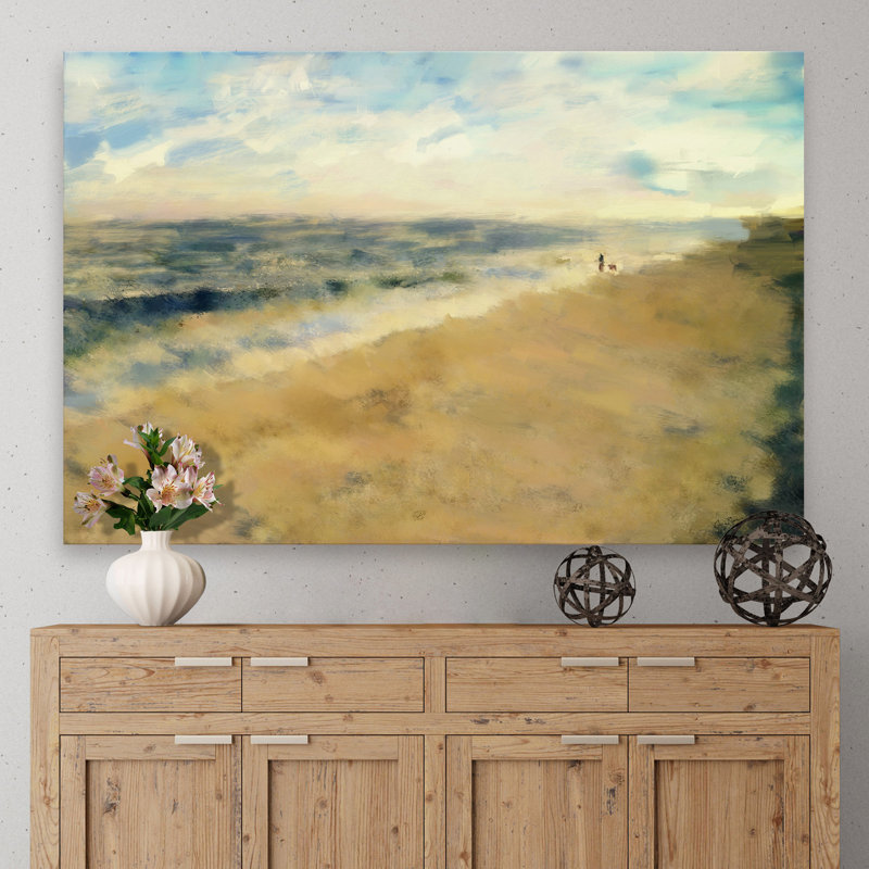 « beach walk », reproduction d’art sur toile tendue, H 12 po x l 18 po