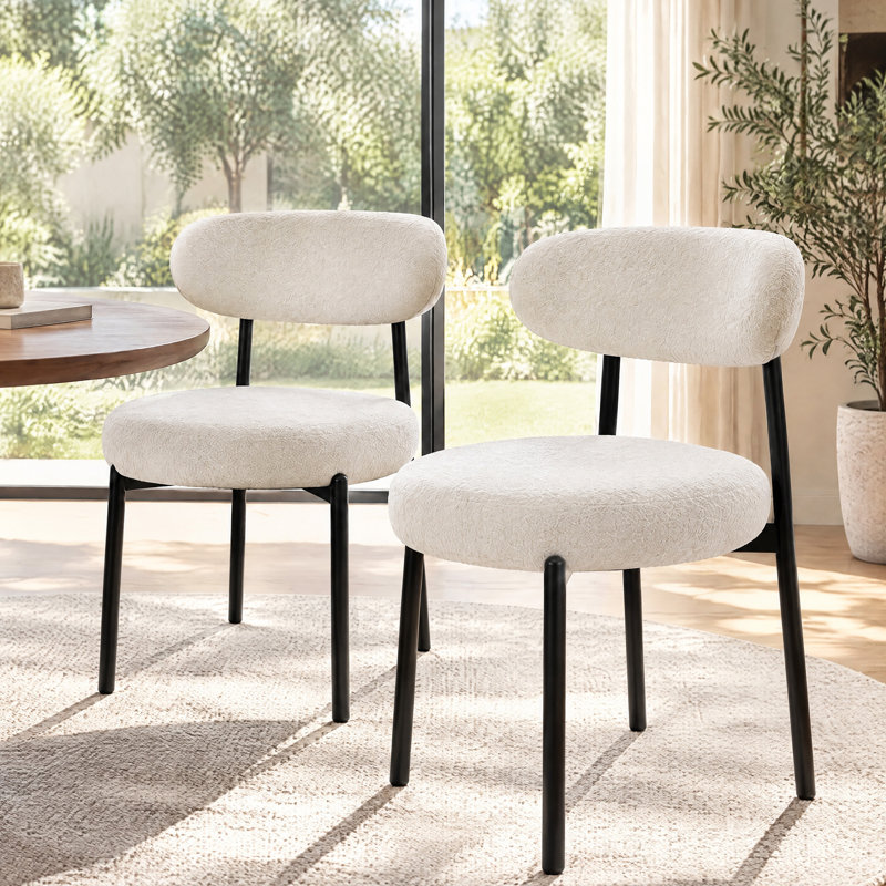 Ensemble de chaises de salle à manger en sherpa Boucle, Beige