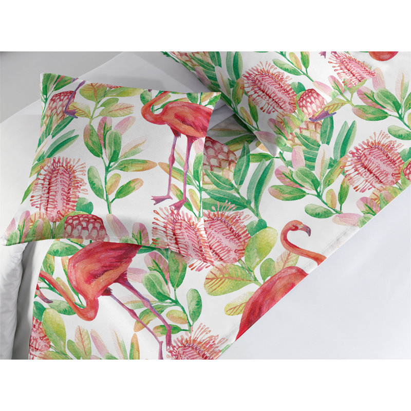 Ensemble de chemin de lit Ambesonne Tropical Flamingo Exotics, Très grand lit