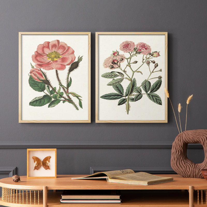 Impression florale rose de qualité supérieure - prête à accrocher - aucun clou requis - aucun clou requis, H 29 po x l 46 po