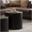 Table basse ronde noire - Plateau en verre trempé avec rangement dissimulé, sans assemblage-167034803-167034804