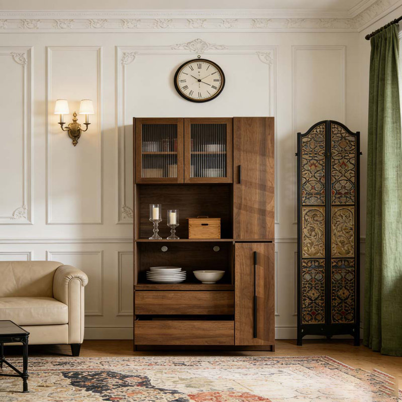 Armoire de cuisine de 70,87 po de hauteur avec tablette de rangement coulissante multifonctionnelle à plusieurs niveaux