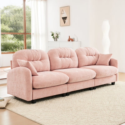 Pink Three - Modular With Soft Chenille Upholstery, High Resilience Sponge And Elegant For Different Spaces Couch Components, Ergonomic Curve Home Living Areas