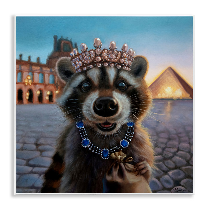 Plaque murale Louvre Loot Raccoon, design par Lucia Heffernan