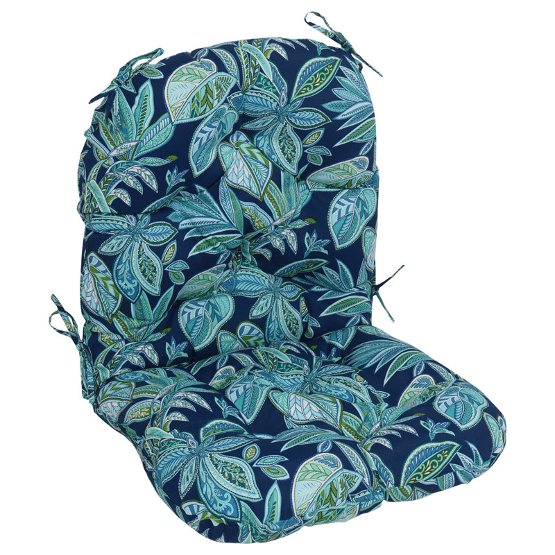 48-Inch By 24-Inch Outdoor Rounded Seat/Back Rocker Cushion, Blue/Crestwood Marine Floral
