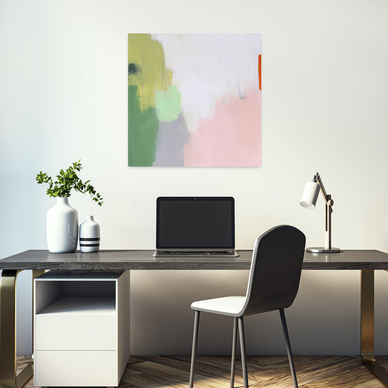 Art contemporain abstrait citron ambrosia, H 18 po x l 18 po