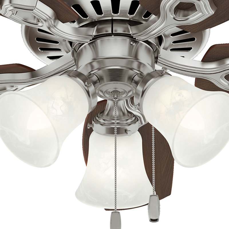42" Builder 5 - Blade Standard Ceiling Fan with Pull Chain and Light Kit Included, Brushed Nickel