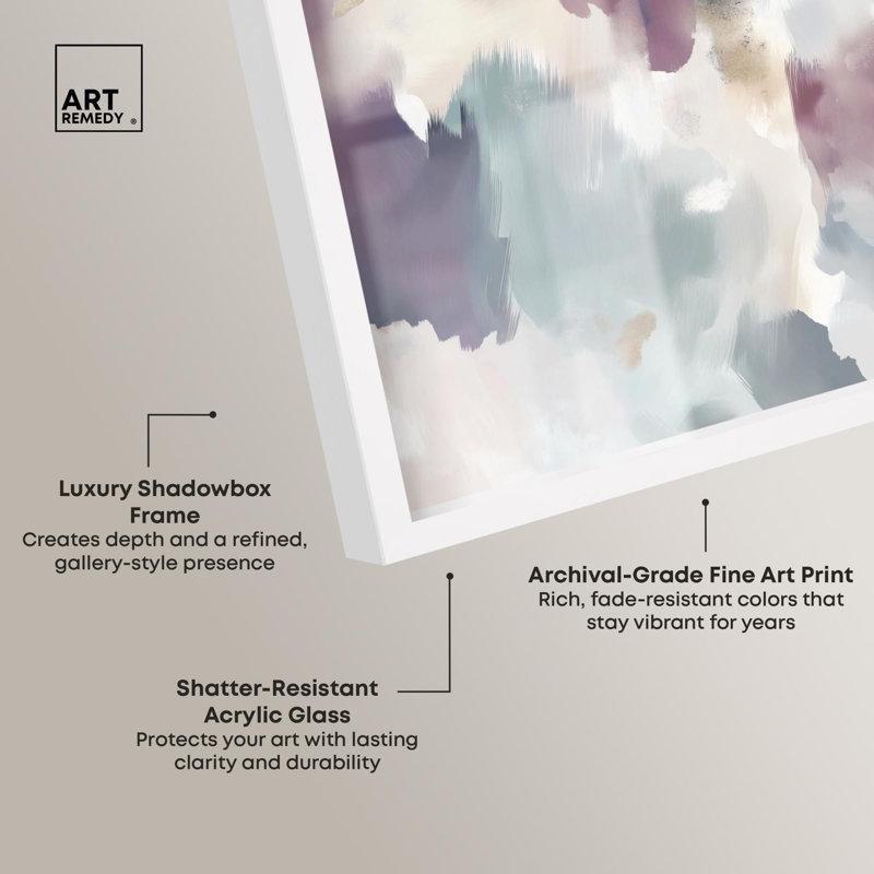 Golden Reflections I Shadowbox Print Blue Art par Art Remedy, H 17 po x l 21 po, Blanc