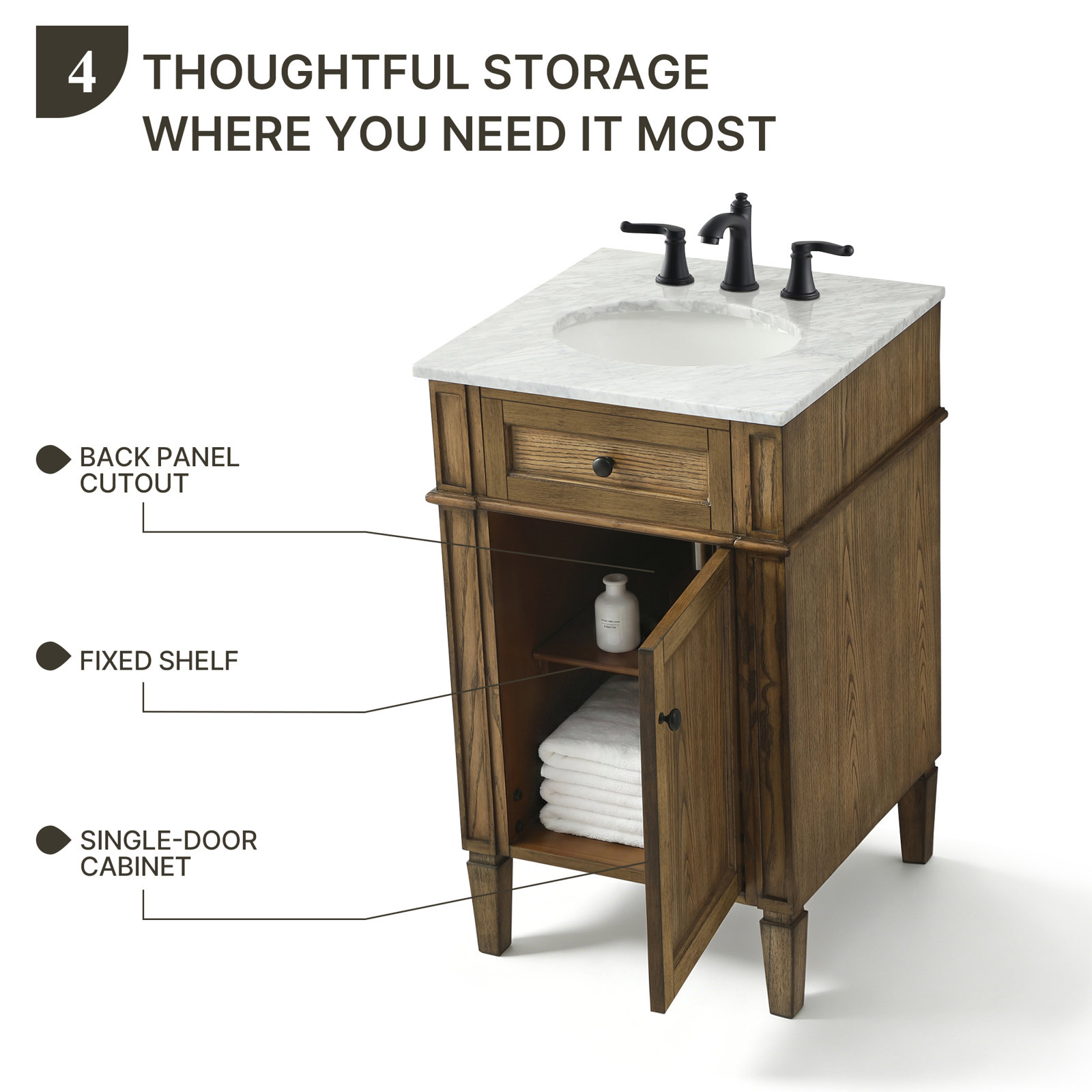 Rivers 21'' Single Bathroom Vanity, Driftwood