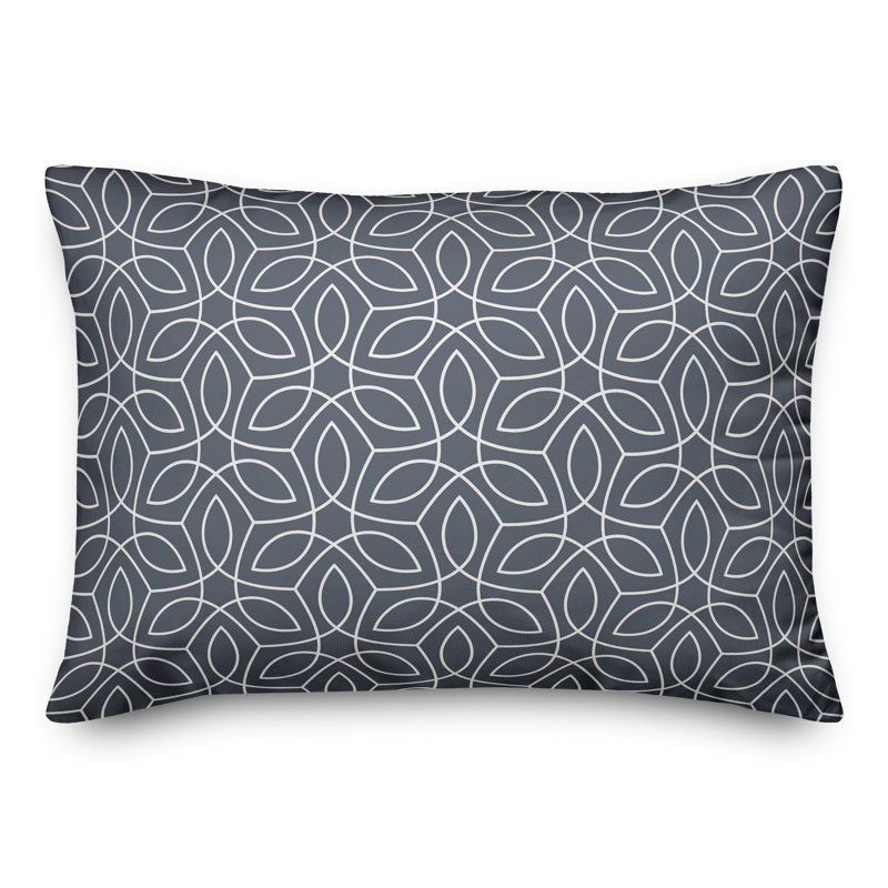 Floral Outdoor Reversible Throw Pillow, 18"H x 25"W, Slate