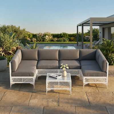 6 - Person Premium Patio Wicker Sectional Seating Group with Cushions