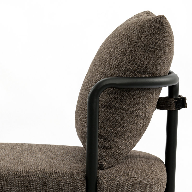 26'' Boucle Counter Stools With Backrest & Metal Frame, Modern Upholstered Bar Chairs For Kitchen Island, Brown