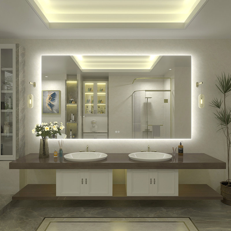 Wayfair Basics® UL Certified LED Anti-Fog Tempered Glass Bathroom/Vanity Mirror, 68" x 38"
