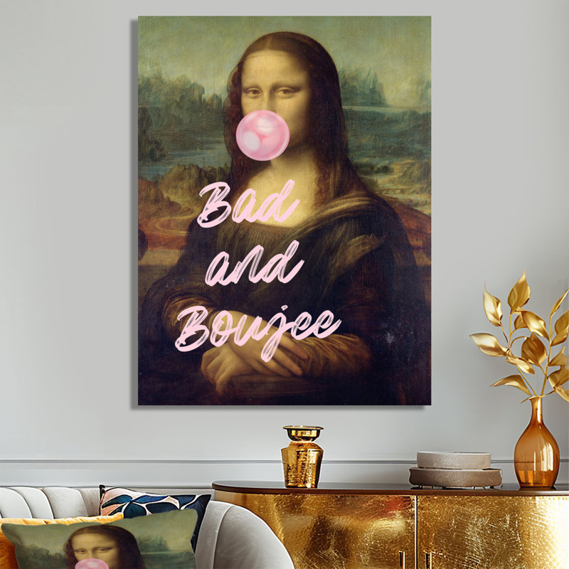 «Bad And Boujee Mona Lisa Pop Art», décoration murale femme Pop Art, Toile tendue, H 20 po x l 12 po