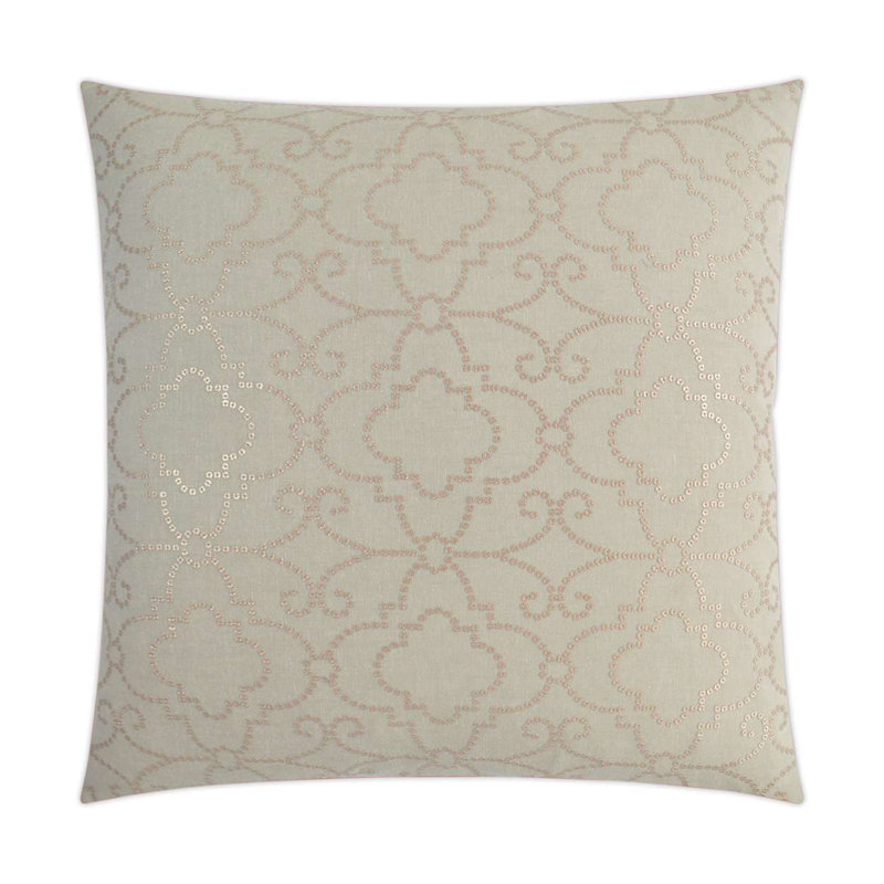 Ivory and Pink Linen Blend Square Throw Pillow 24" x 24"