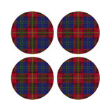 Christmas Tartan Red Vegan Leather Round Pebble Placemat