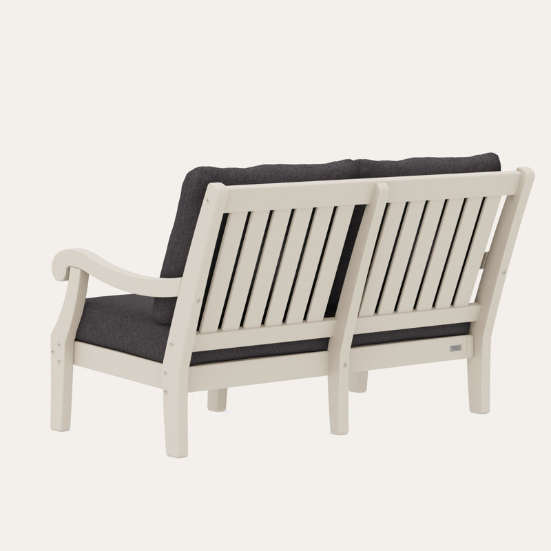 POLYWOOD x Birch Lane Verlyn Deep Seating Loveseat, Ash Charcoal Cushion/Sand Frame